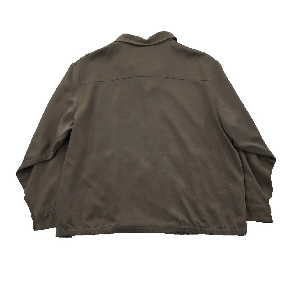 Tommy Bahama 100% Silk Full Zip Jacket‎ Mens M Slick Green Rayon Lined NEW NWT